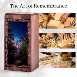 Blooming Butterfly Theme Funeral Urn Box - Handmade Urn For Human Ashes Adult