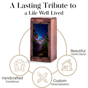 Blooming Butterfly Theme Funeral Urn Box - Handmade Urn For Human Ashes Adult