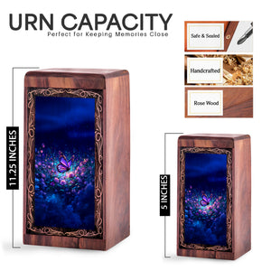 Night Glow Butterfly Wooden Urn Box - Memorial Creamtion Urn For Adult Male