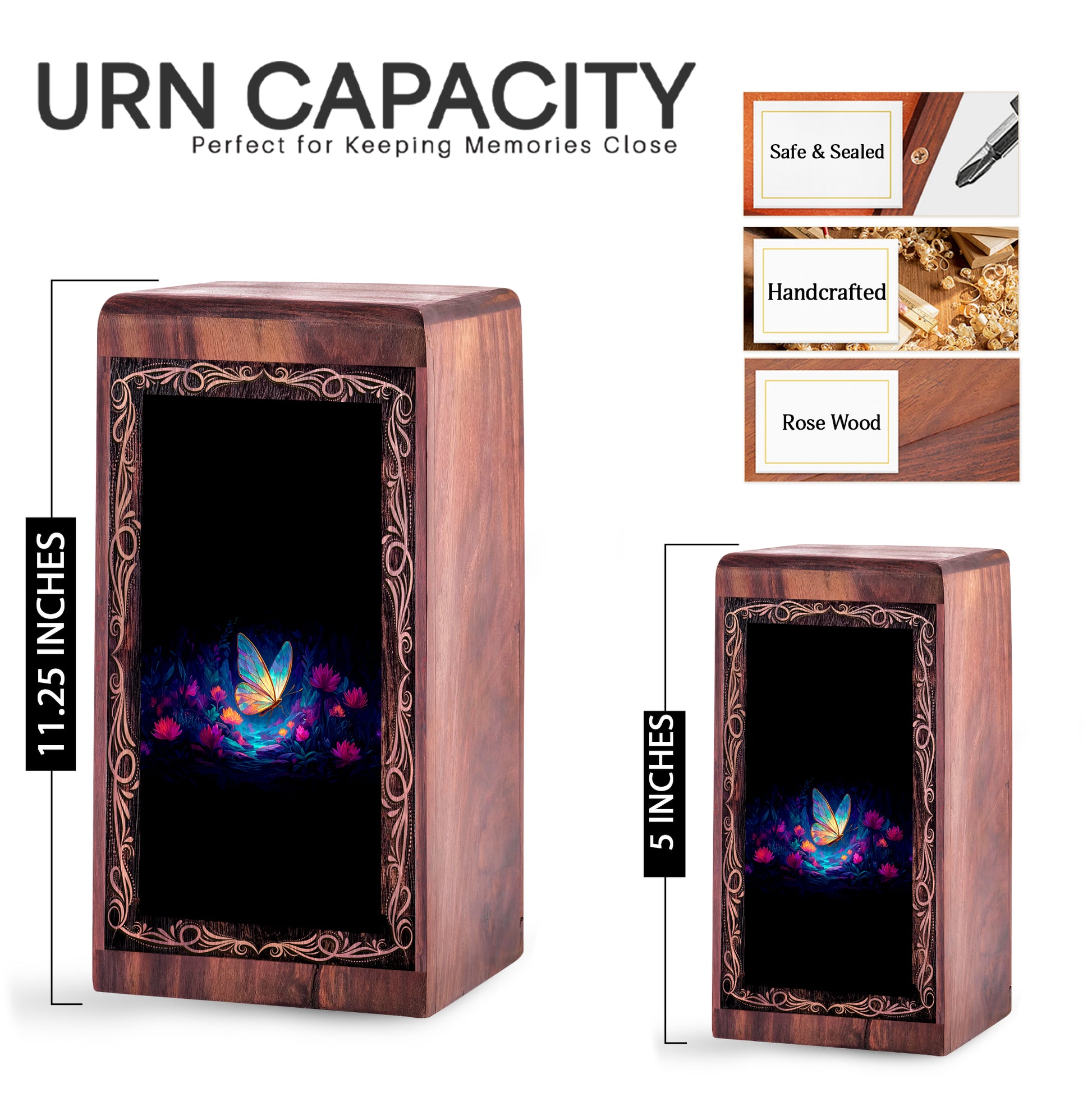 Enchanted Glow Butterfly Urn For Ashes - Memorial Funeral Urn For Mom & Dad