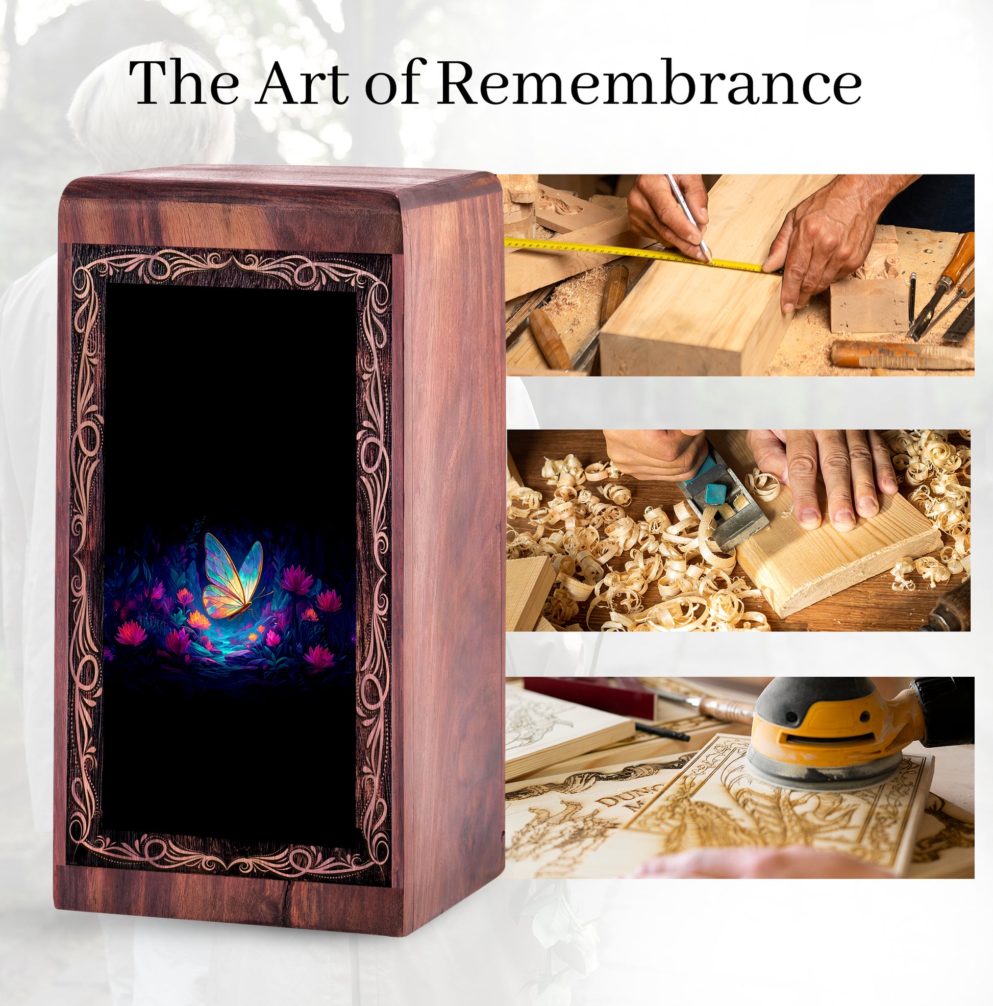 Enchanted Glow Butterfly Urn For Ashes - Memorial Funeral Urn For Mom & Dad