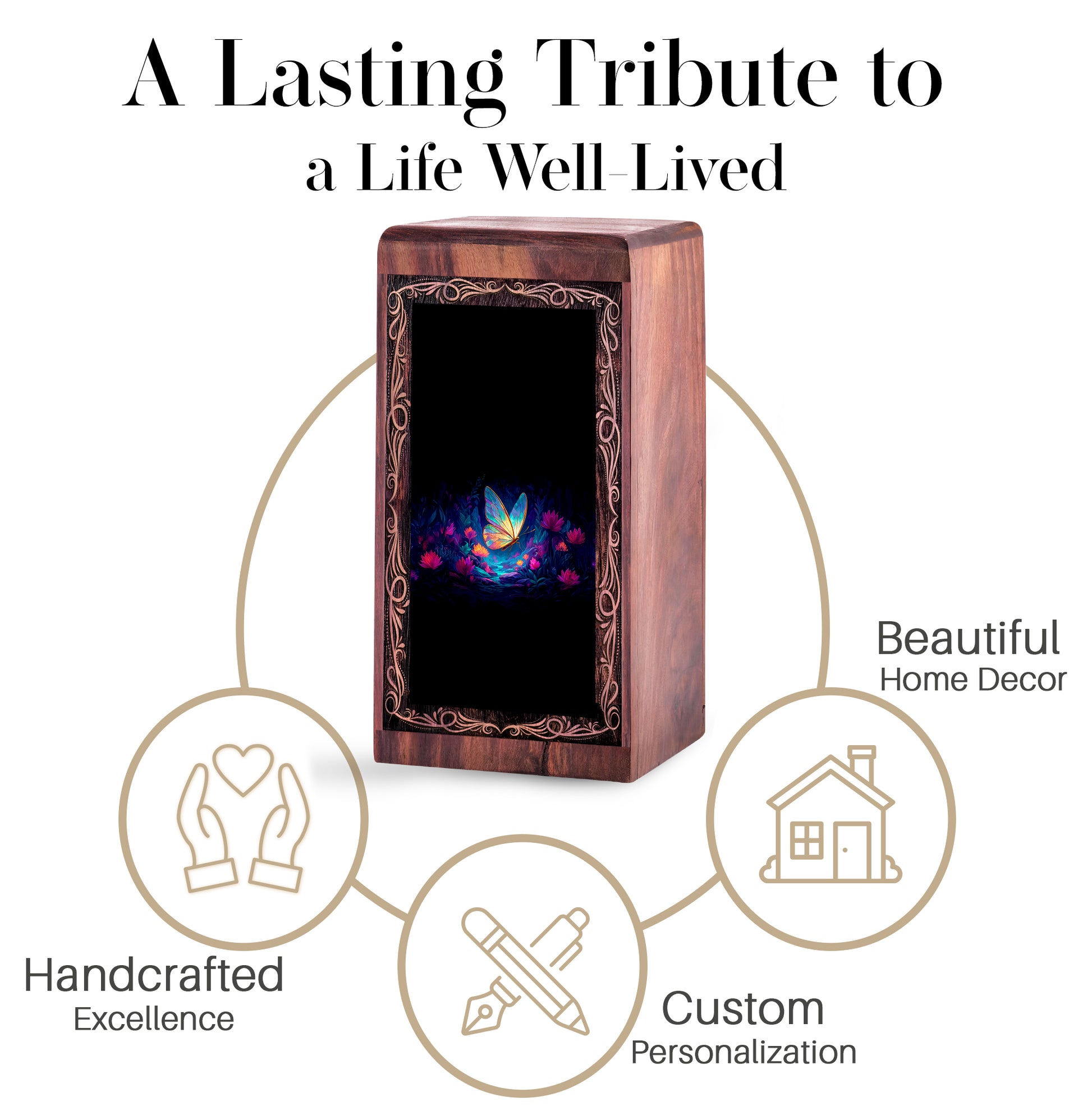 Enchanted Glow Butterfly Urn For Ashes - Memorial Funeral Urn For Mom & Dad