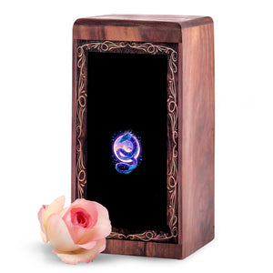 Mystic Dragon Moon Urn Box - Wooden Urn For Human Ashes Adult