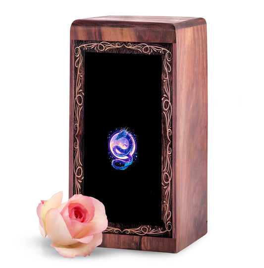Mystic Dragon Moon Urn Box - Wooden Urn For Human Ashes Adult