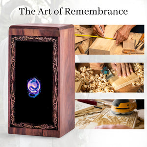 Mystic Dragon Moon Urn Box - Wooden Urn For Human Ashes Adult