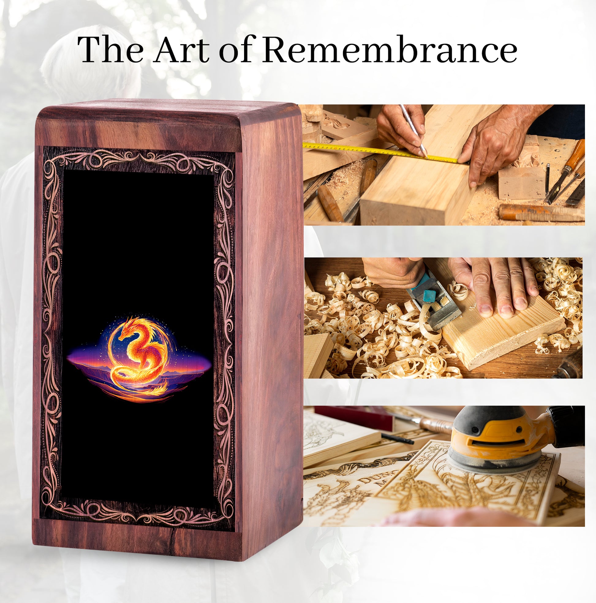 Blaze Dragon Theme Memorial Urn - Cremation Urn For Human Adult