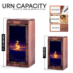 Dragon Handmade Wooden Urn Box - Golden Desert Theme Memorial Urn For Ashes