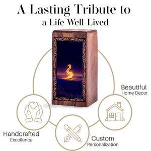 Dragon Handmade Wooden Urn Box - Golden Desert Theme Memorial Urn For Ashes
