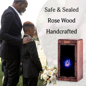 Magical Winged Dragon Theme Urn - Wooden Urn For Memorial Ashes For Adult Male