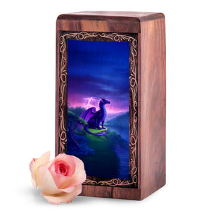 Night Thunder Dragon Urn For Ashes - Funeral Cremation Urn For Adult Female