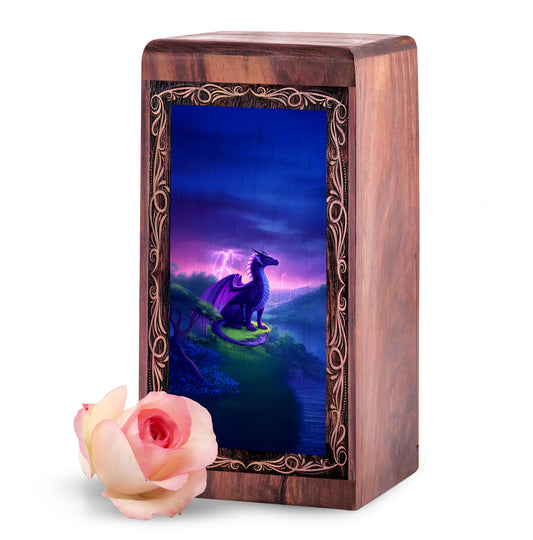Night Thunder Dragon Urn For Ashes - Funeral Cremation Urn For Adult Female