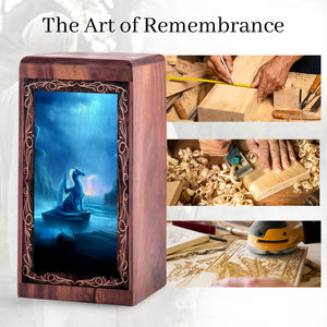 Dragon Cremation Urn Box - Fantasy Ocean Theme Funeral Urn For Human Ashes