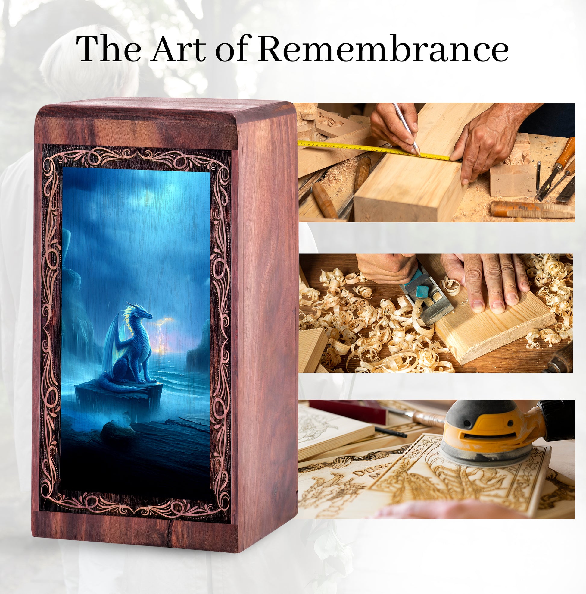 Dragon Cremation Urn Box - Fantasy Ocean Theme Funeral Urn For Human Ashes