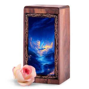 Sky Blue Dragon Funeral Memorial Urn - Waterfall Theme Creamtion Urn For Mom & Dad