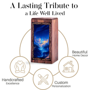 Sky Blue Dragon Funeral Memorial Urn - Waterfall Theme Creamtion Urn For Mom & Dad