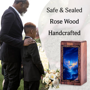 Sky Blue Dragon Funeral Memorial Urn - Waterfall Theme Creamtion Urn For Mom & Dad