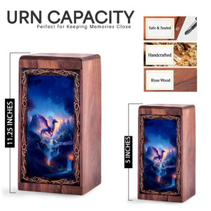 Peaceful Valley Dragon Creamtion Urn - Wooden Memorial Urn For Burial