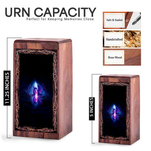 Crystal Cave Dragon Theme Urn Box - Wooden Cremation Urn For Human Ashes Adult