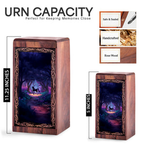 Rosewood Unicorn Urn Box for Ashes - Decorative Black Mysterious Unicorn Theme Urn