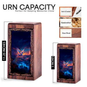 Magical Flying Unicorn Wood Urn Box - Wood Cremation Urn For Burial