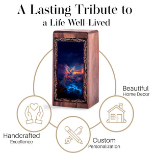 Magical Flying Unicorn Wood Urn Box - Wood Cremation Urn For Burial
