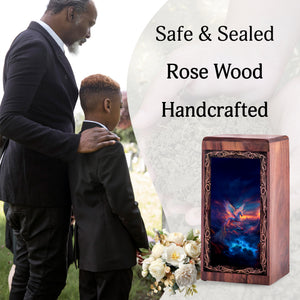 Magical Flying Unicorn Wood Urn Box - Wood Cremation Urn For Burial
