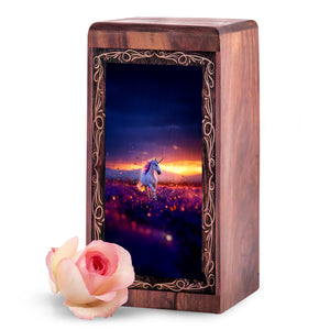 Unicorn Memorial Urn for Ashes - Magical Sunset Theme For Man & Woman