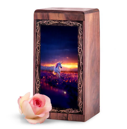 Unicorn Memorial Urn for Ashes - Magical Sunset Theme For Man & Woman