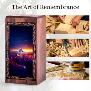 Unicorn Memorial Urn for Ashes - Magical Sunset Theme For Man & Woman