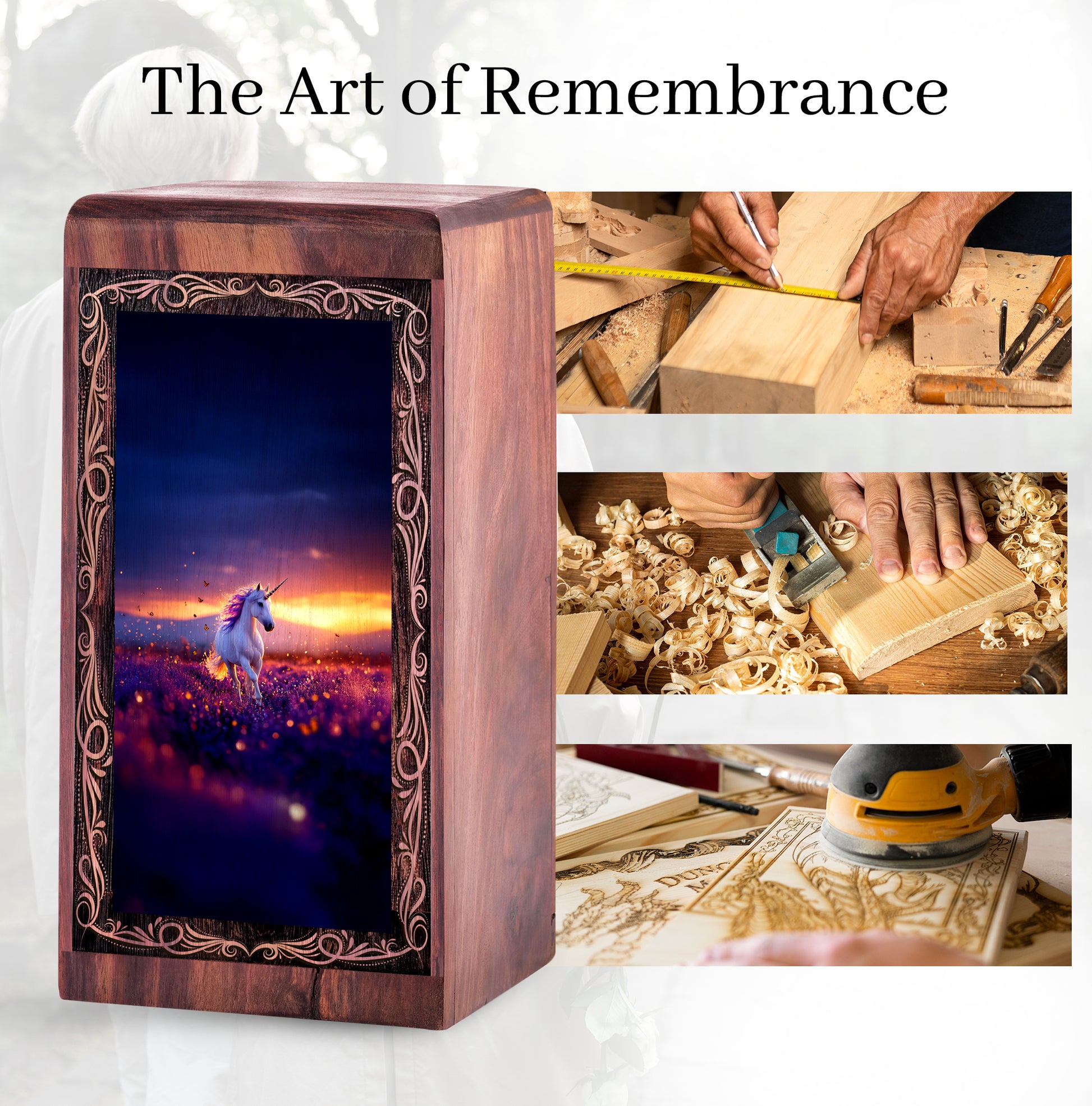 Unicorn Memorial Urn for Ashes - Magical Sunset Theme For Man & Woman