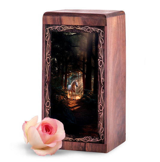 Unique Unicorn Burial Urn for Human Ashes - Magical Wooden Urn For Father