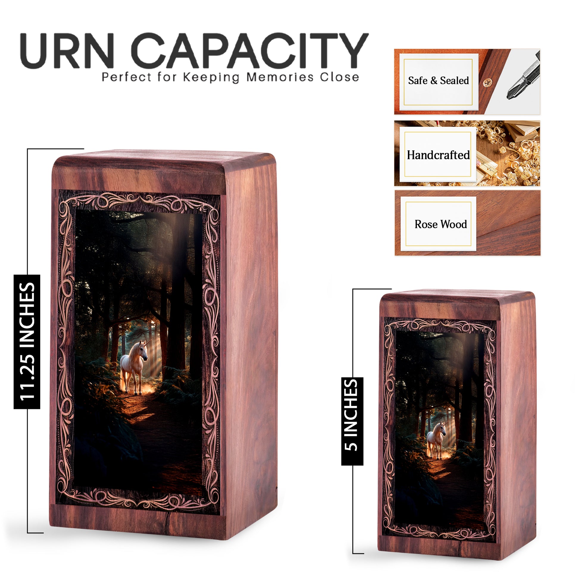 Unique Unicorn Burial Urn for Human Ashes - Magical Wooden Urn For Father
