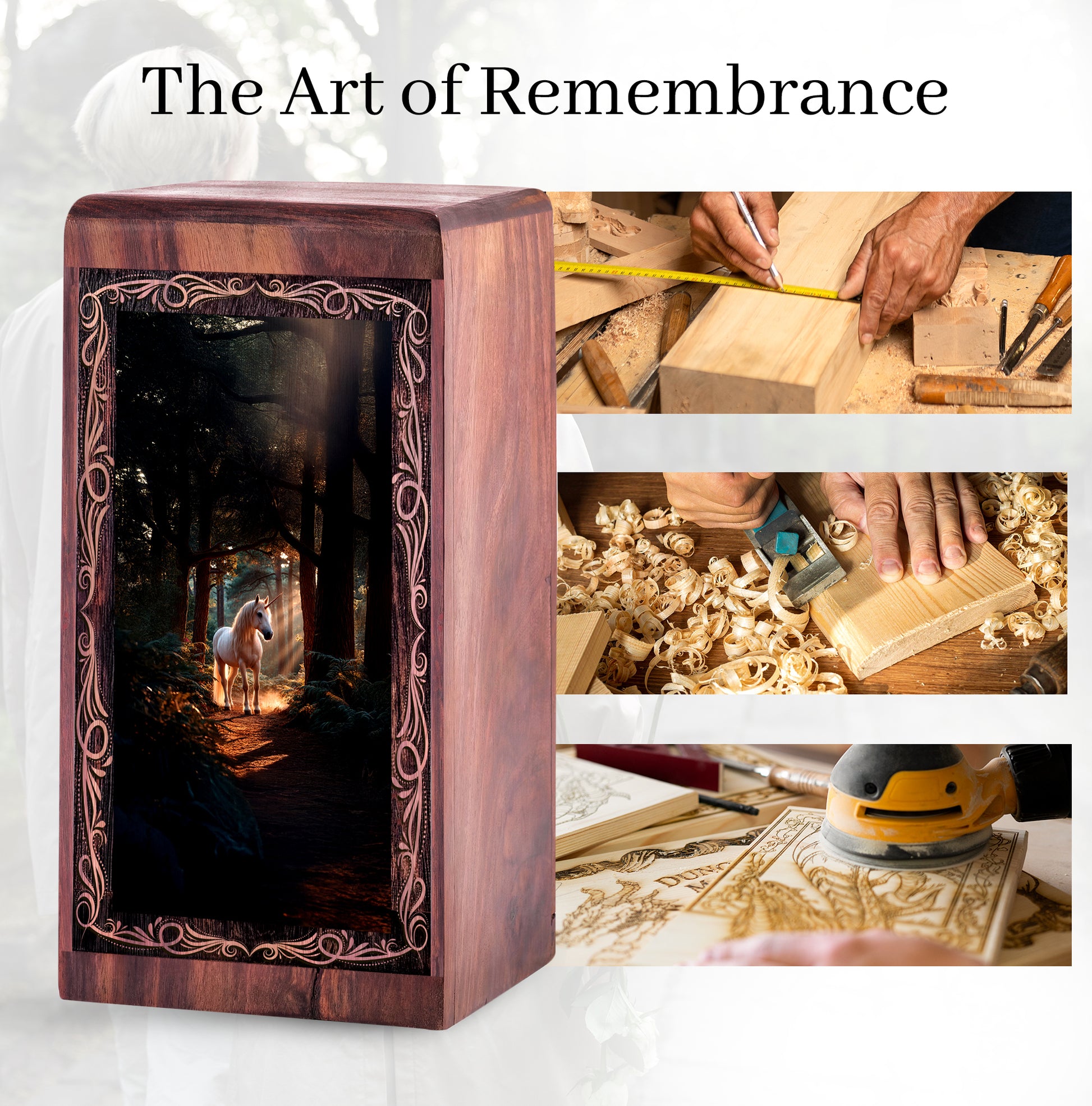 Unique Unicorn Burial Urn for Human Ashes - Magical Wooden Urn For Father