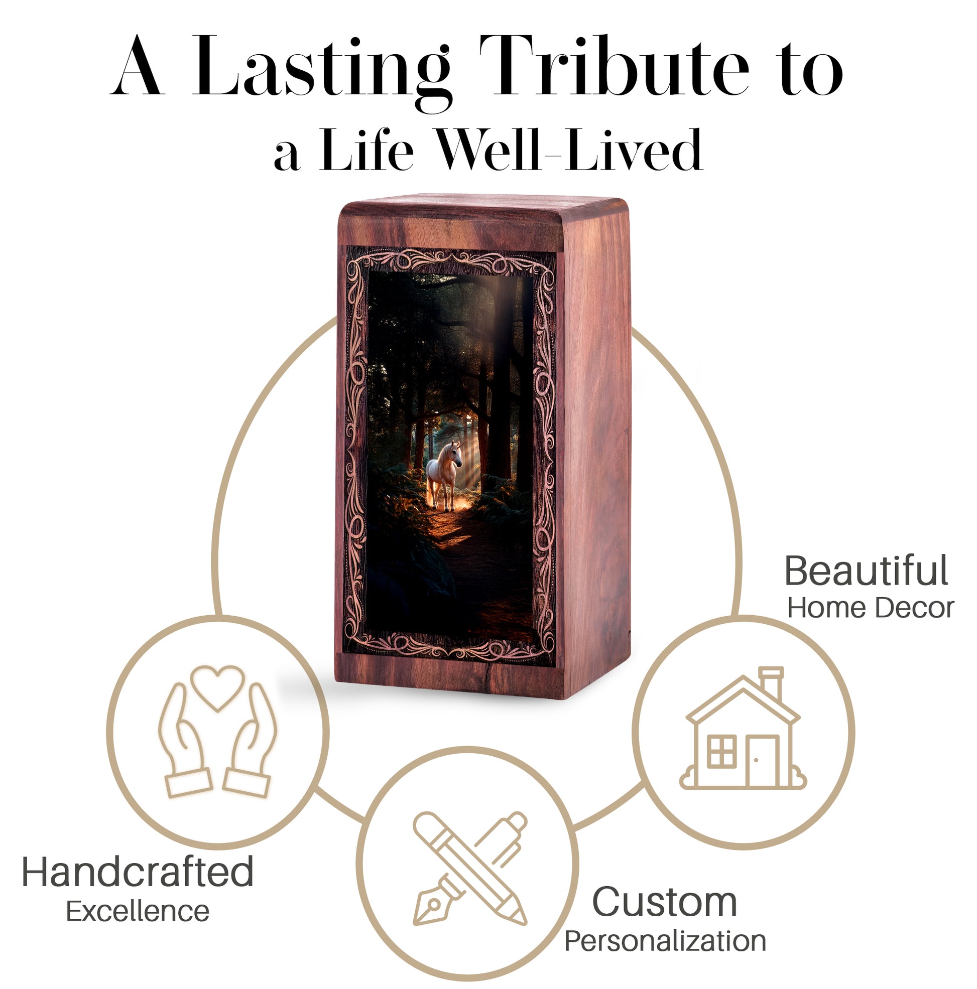 Unique Unicorn Burial Urn for Human Ashes - Magical Wooden Urn For Father