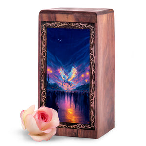 Mystical Night Unicorn Handmade Wooden Box - Wooden Urns For Human Ashes Adult