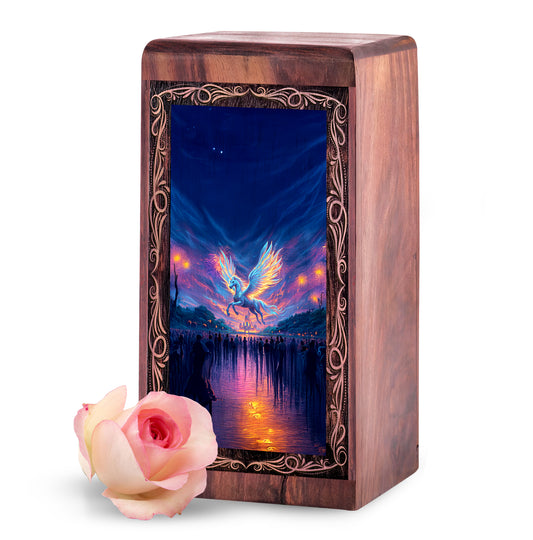 Mystical Night Unicorn Handmade Wooden Box - Wooden Urns For Human Ashes Adult