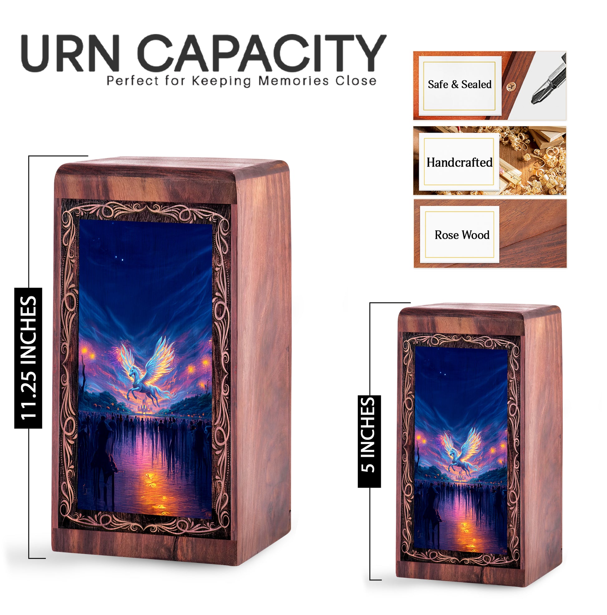 Mystical Night Unicorn Handmade Wooden Box - Wooden Urns For Human Ashes Adult