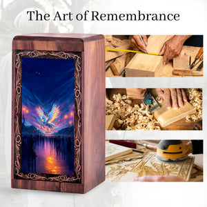 Mystical Night Unicorn Handmade Wooden Box - Wooden Urns For Human Ashes Adult