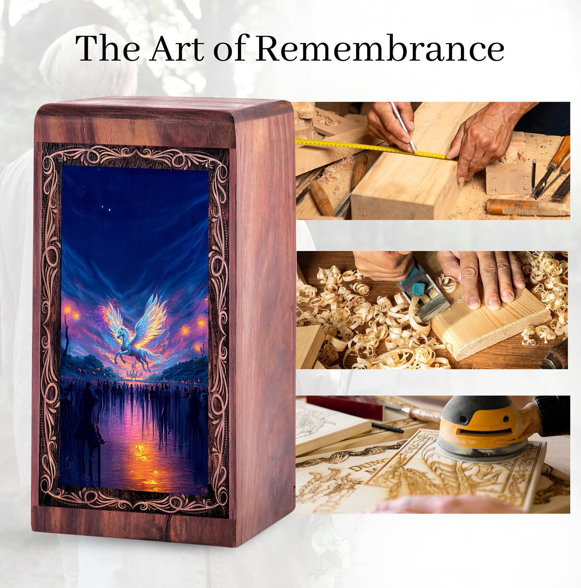 Mystical Night Unicorn Handmade Wooden Box - Wooden Urns For Human Ashes Adult
