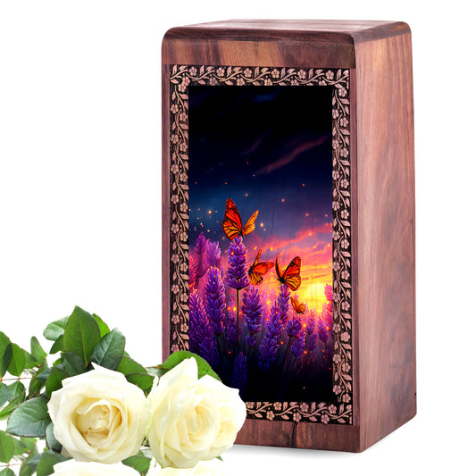 Butterfly Wooden Urns - Beautiful Burial Urns For Women Ashes