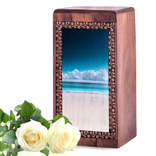 Handcrafted Beach Memorial Urn For Funeral - Ashes Box For Cremation