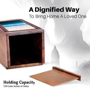 Handcrafted Beach Memorial Urn For Funeral - Ashes Box For Cremation