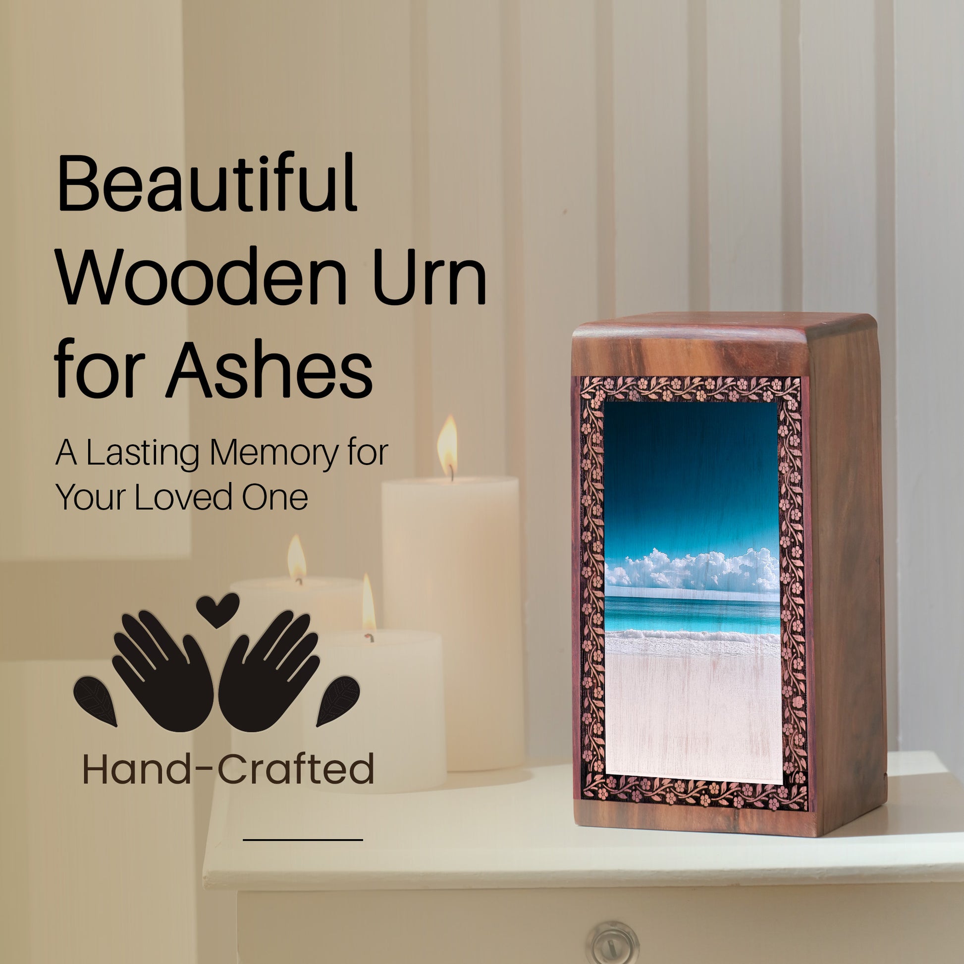 Handcrafted Beach Memorial Urn For Funeral - Ashes Box For Cremation