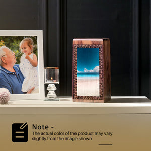Beach Themed Wooden Urn For Ashes - Ocean Urn Box For Memorial