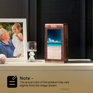Beach Scenic Wooden Urn For Ashes - Ocean Wooden Cremation Urns