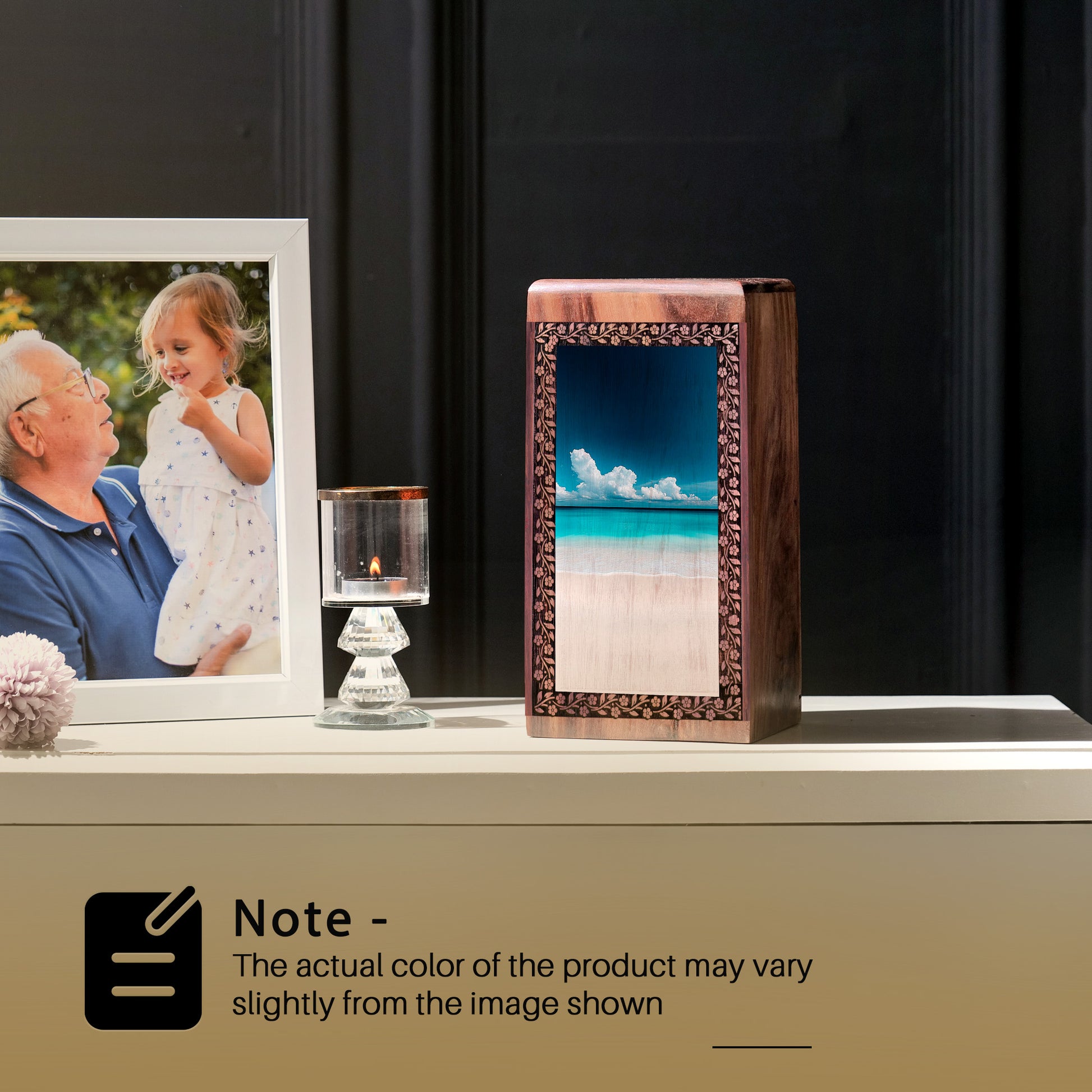 Beach Scenic Wooden Urn For Ashes - Ocean Wooden Cremation Urns