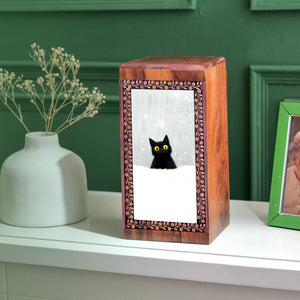 Cat Wooden Cremation Box - Artistic Wooden Cremation Box For Pet Ashes