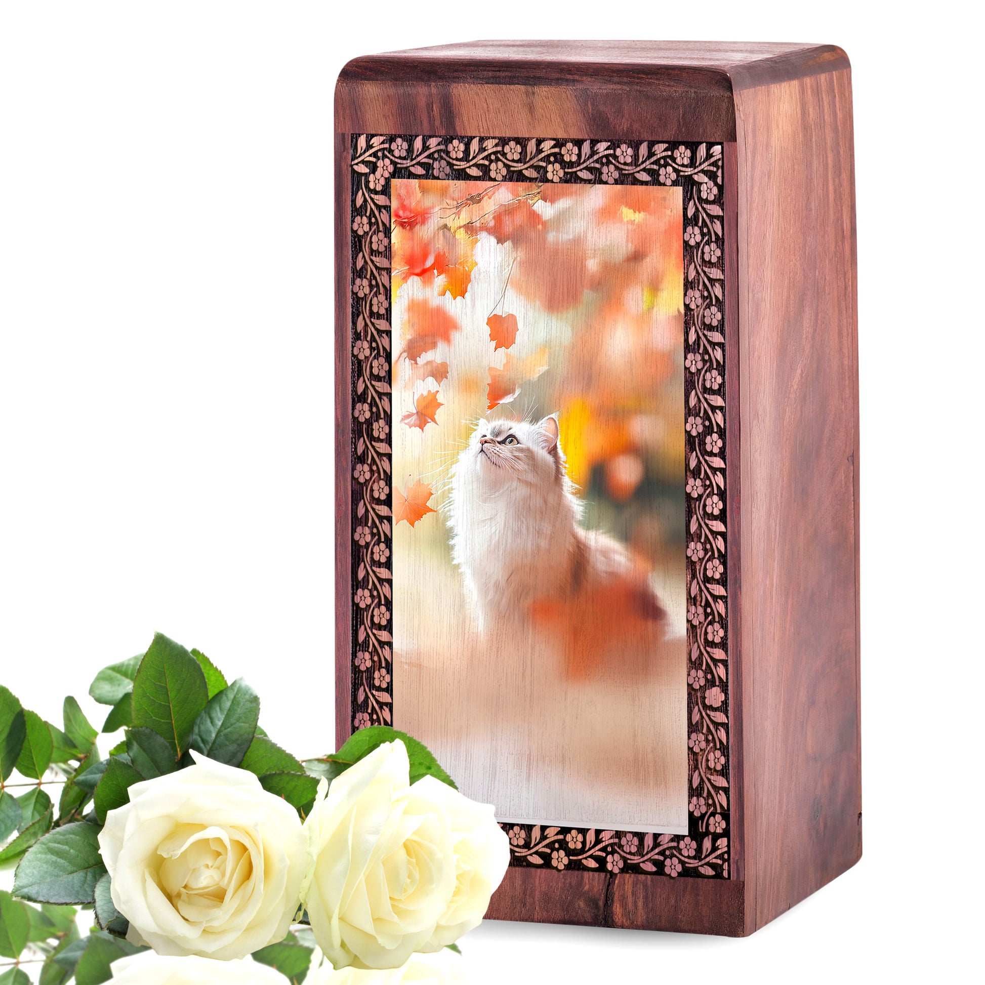 Persian Cat Memorial Urn Box - Handmade Urn Box For Funeral Service