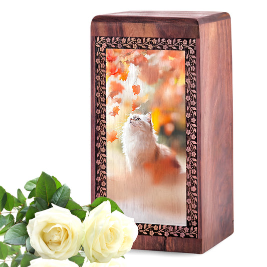 Persian Cat Memorial Urn Box - Handmade Urn Box For Funeral Service