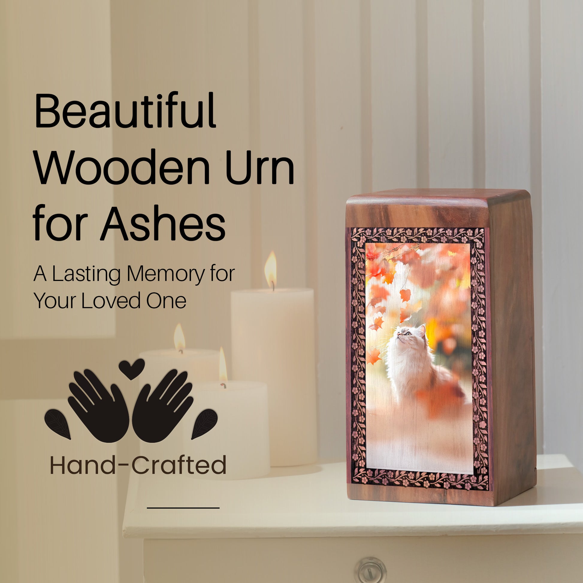Persian Cat Memorial Urn Box - Handmade Urn Box For Funeral Service